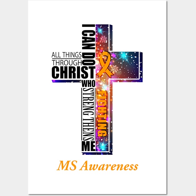 MS Awareness Merry Christmas Support MS Warrior Xmas Gifts Wall Art by ThePassion99